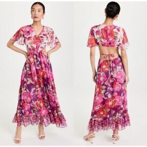 Misa Los Angeles Womens Calista Floral Cutout Maxi Dress Multicolor‎ Small